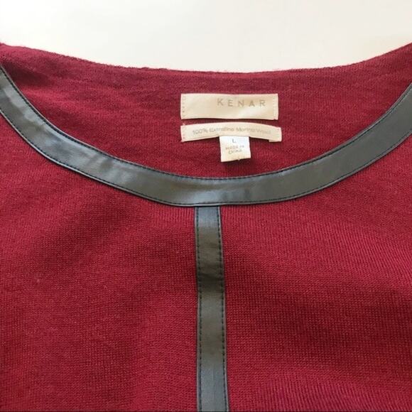 Marshalls Kenar 100% Merino Wool Faux Leather Long Sleeve Blouse Large Red - Picture 4 of 8